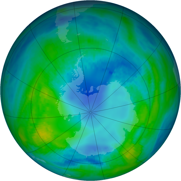 Antarctic ozone map for 28 April 1992